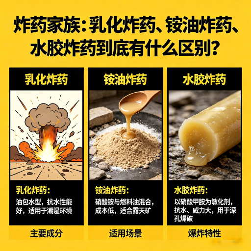 甘井子炸药家族：乳化炸药、铵油炸药、水胶炸药到底有什么区别？